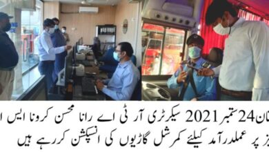 Photo of کورونا ایس او پیز کی خلاف ورزی،21 گاڑیاں بند،27 کے چالان