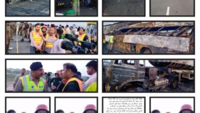 Photo of موٹر وے ایم 5 پر آئل ٹینکر اور مسافر بس میں ٹکر، 20 افراد جاں بحق